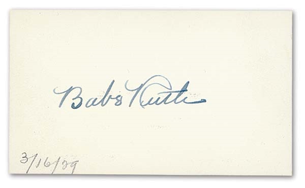 Babe Ruth - 1929 Babe Ruth Signed Business Card