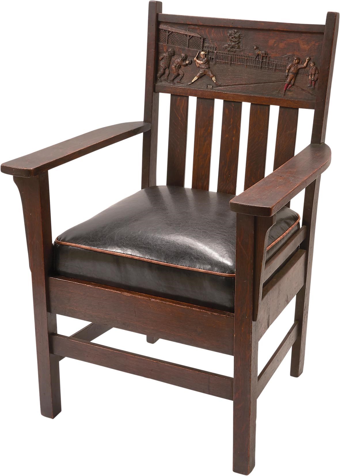 Early Baseball - 1910s Mission Oak Baseball Chair - Nicest We Have Seen
