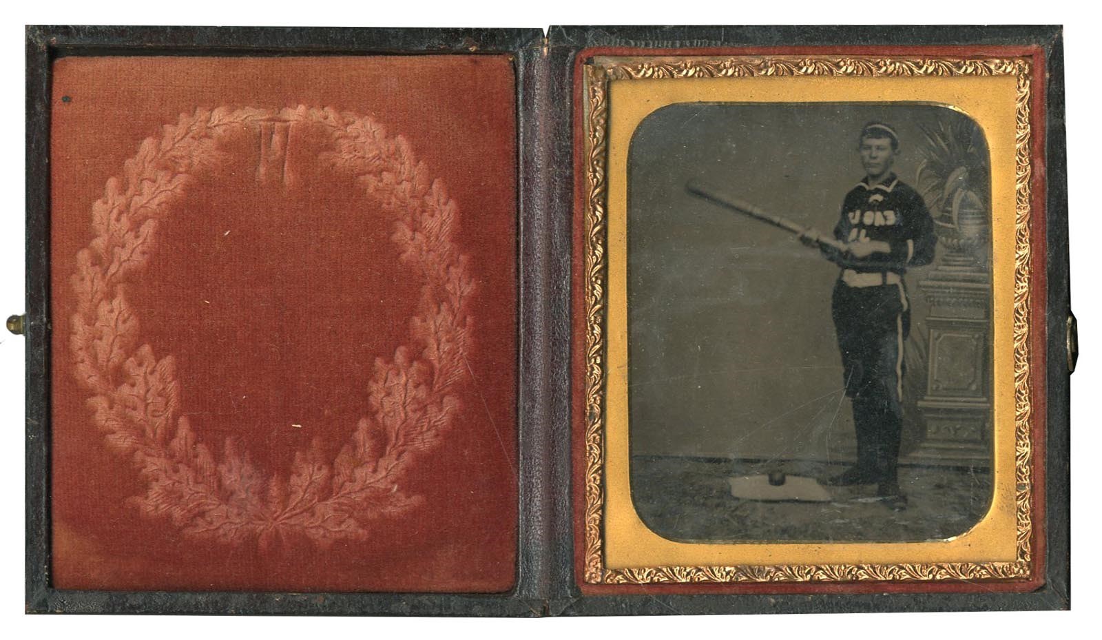Early Baseball - Exceptional Eagle B.B.C Tin Type in Original Union Case