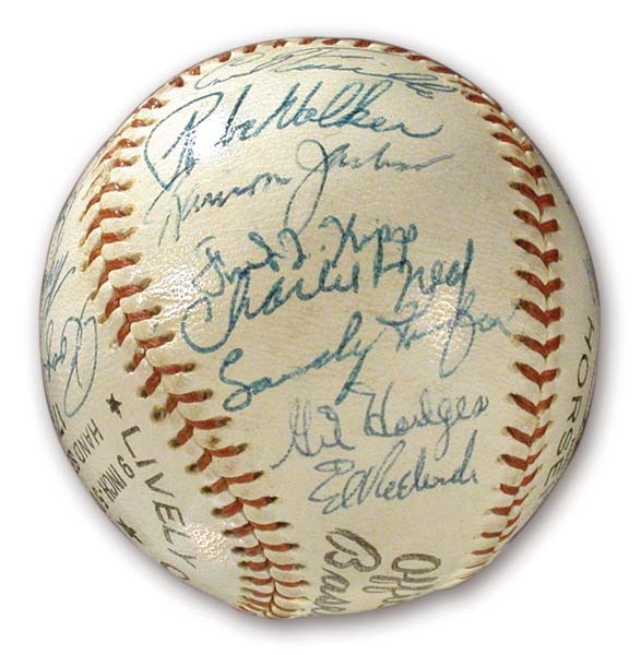 Jackie Robinson & Brooklyn Dodgers - 1956 Brooklyn Dodgers Team Signed Baseball