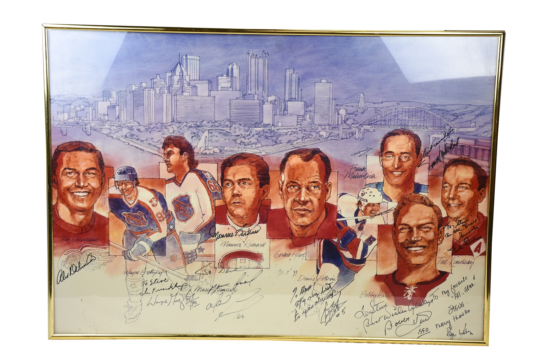 Hockey - 1990 Pittsburgh All-Star Game Signed Legends Poster (PSA)