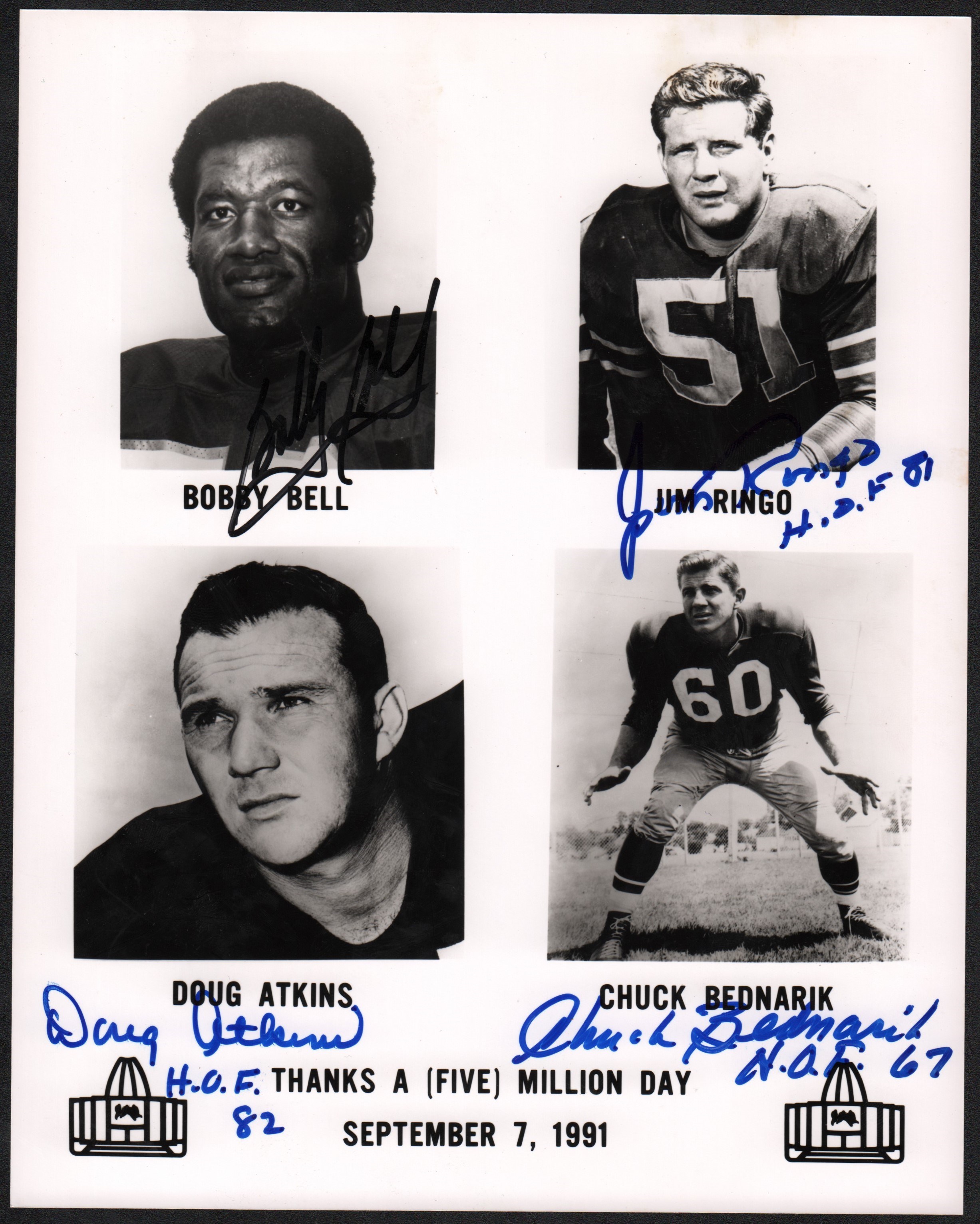 - 1991 Football Hall of Fame Induction Publicity Photo Signed Set (12 Signatures)
