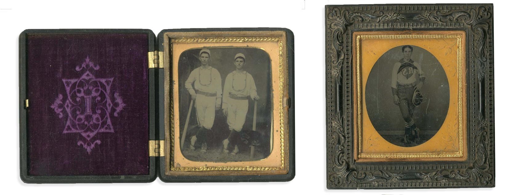 Early Baseball - Pair of Exceptional Tintypes from Same Family