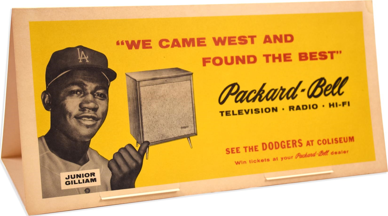Jackie Robinson & Brooklyn Dodgers - 1958 Gil Hodges & Jim Gilliam Advertising Display