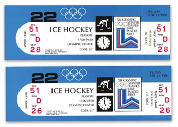 Hockey - 1980 Olympics Team USA “Miracle On Ice” Game Full Tickets (2)