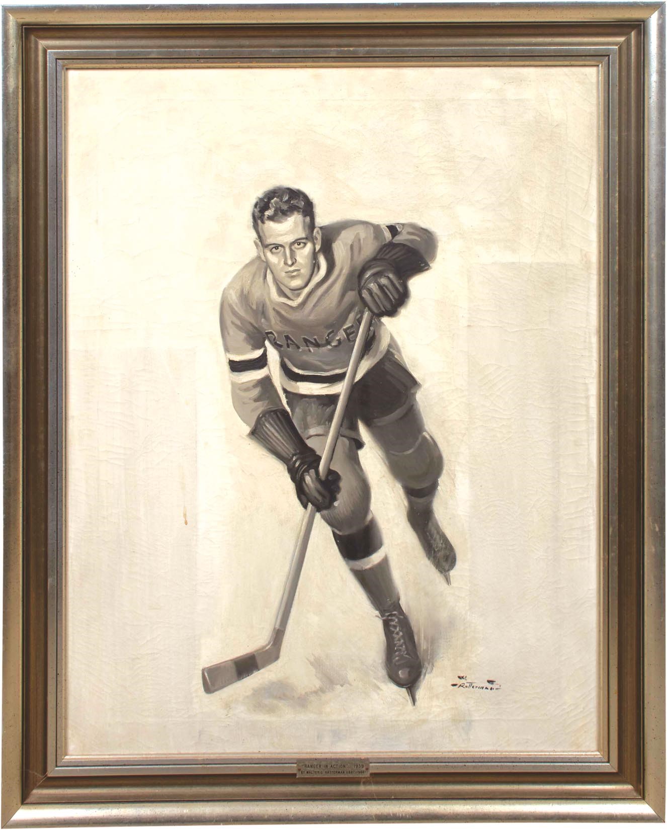 Hockey - 1939 Lynn Patrick Oil on Canvas (Ex-Patrick Family)