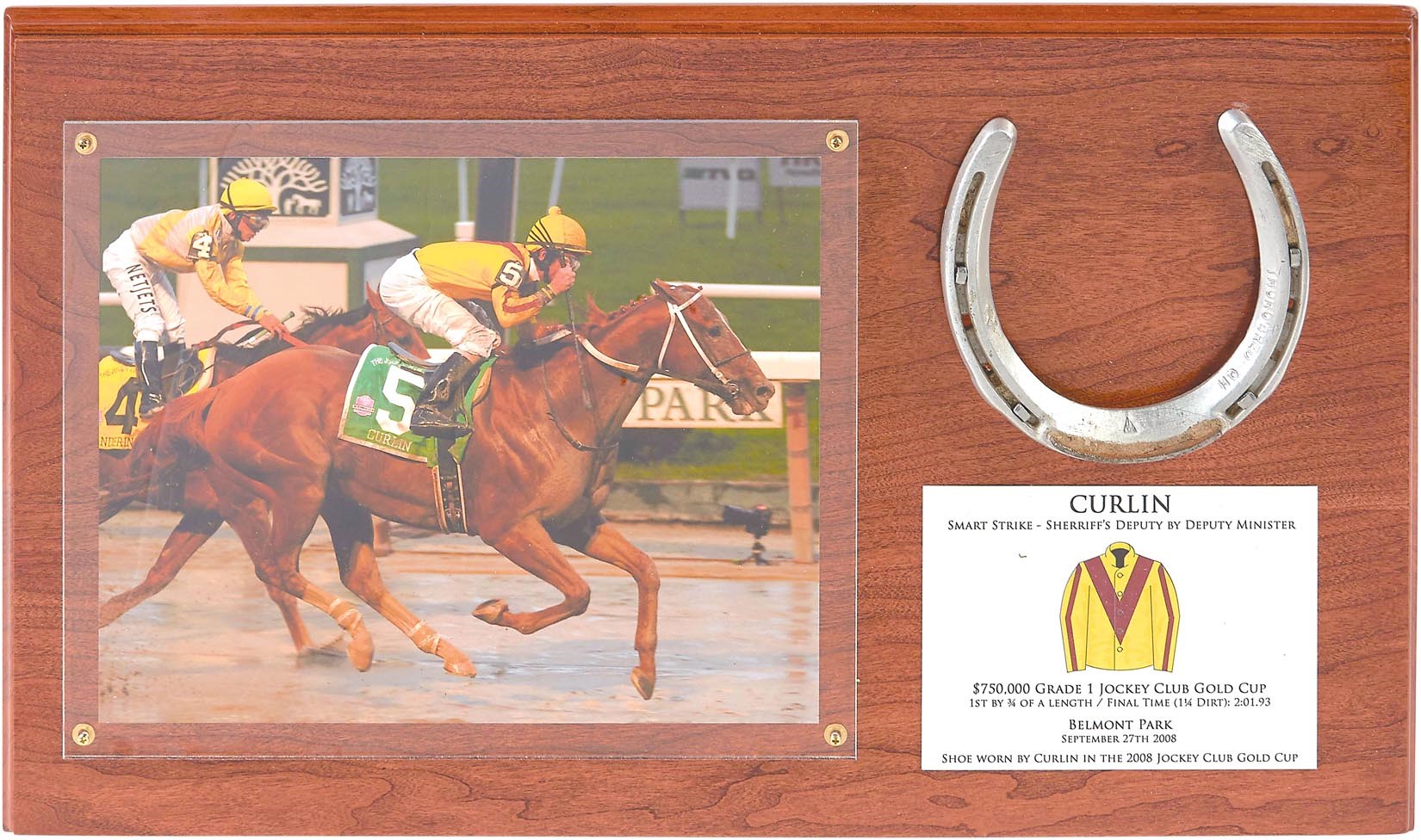 Horse Racing - Curlin Jockey Club Gold Cup Winning Horseshoe