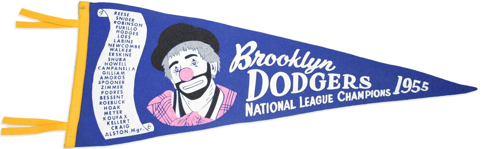Jackie Robinson & Brooklyn Dodgers - High Grade 1955 World Champion Brooklyn Dodgers Pennant