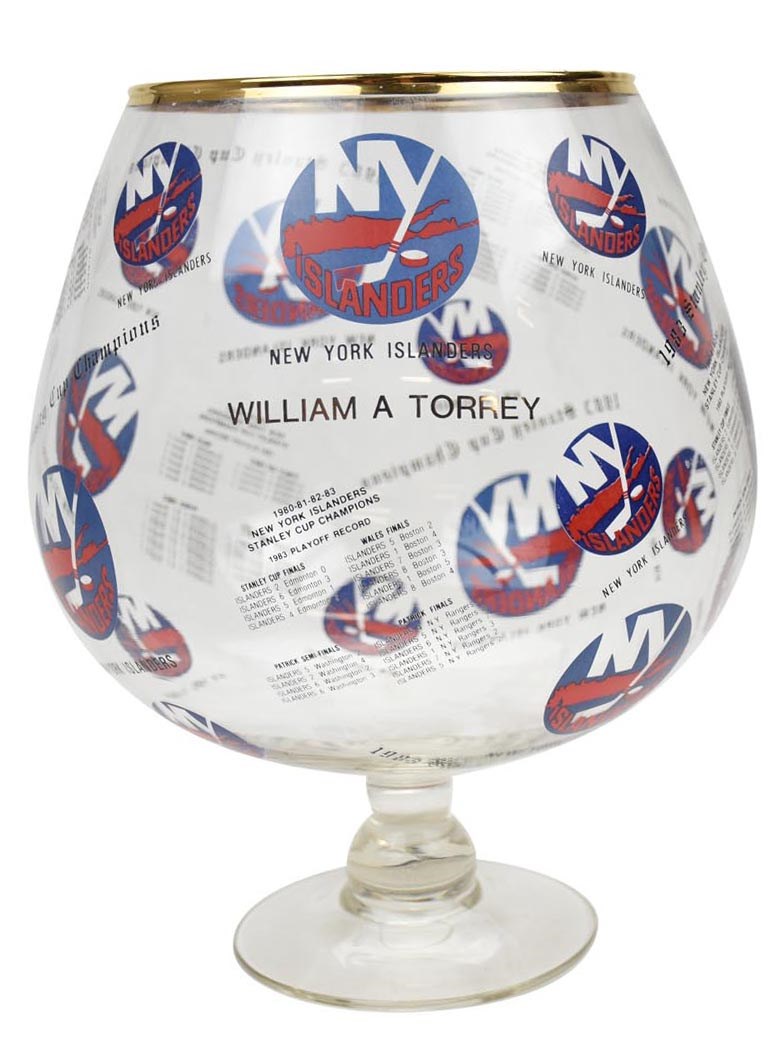 Hockey - 1980s Stanley Cup Champion NY Islanders "Threepeat" Giant Brandy Snifter Presented to Bill Torrey