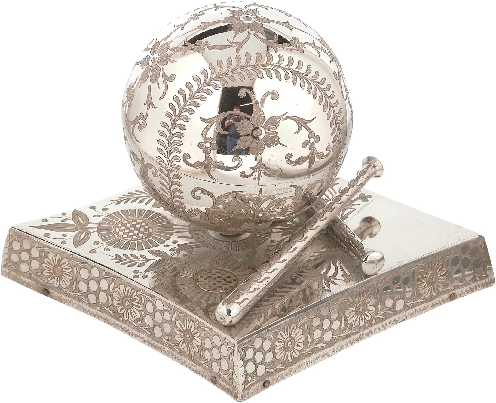 Early Baseball - 19th Century Silver Baseball Music Box