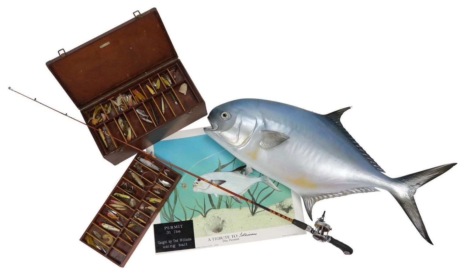 - Ted Williams "The Permit" with Rod and Reel and Favorite Tackle Box