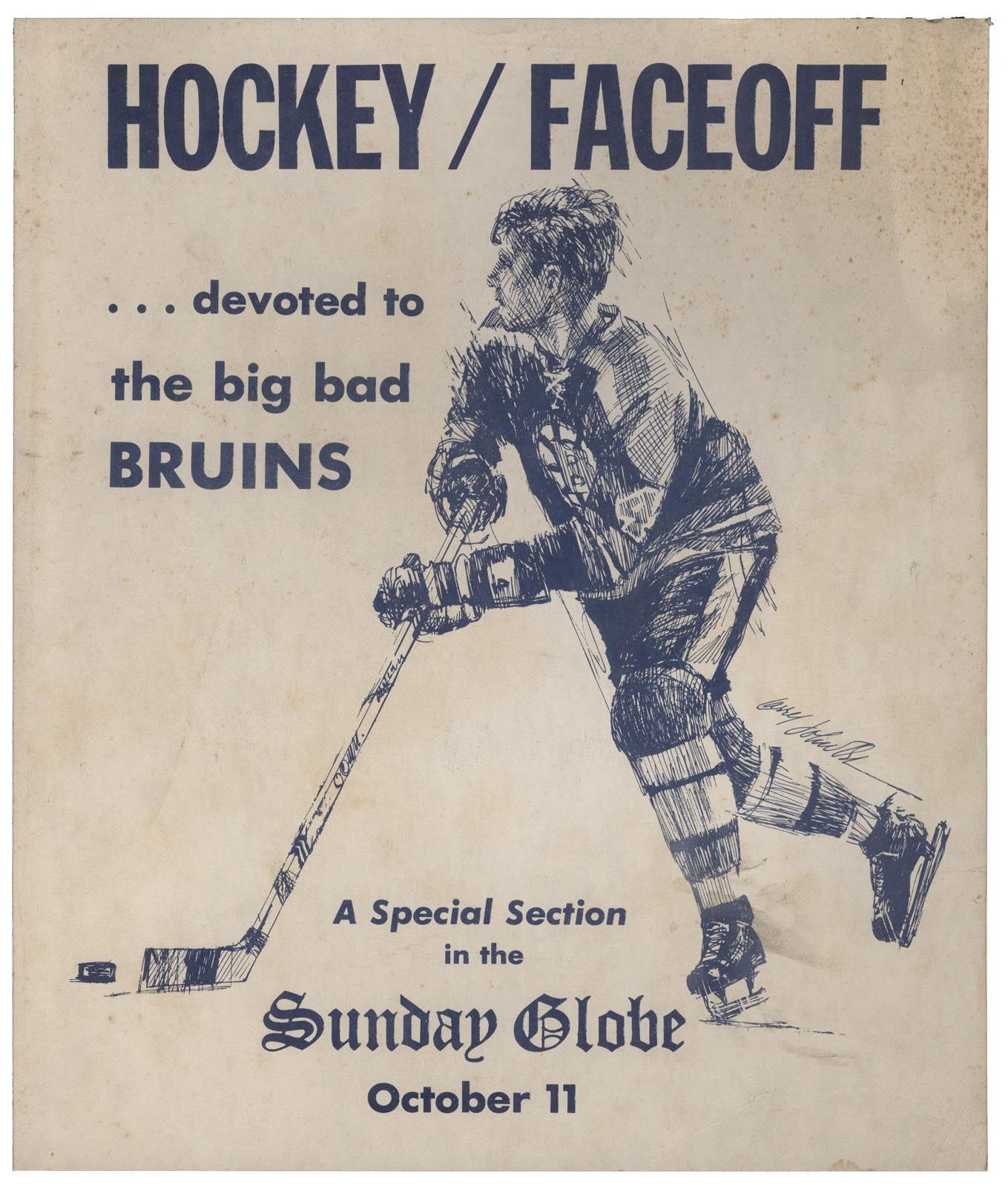 Hockey - 1970 Bobby Orr Boston Globe Advertising Sign