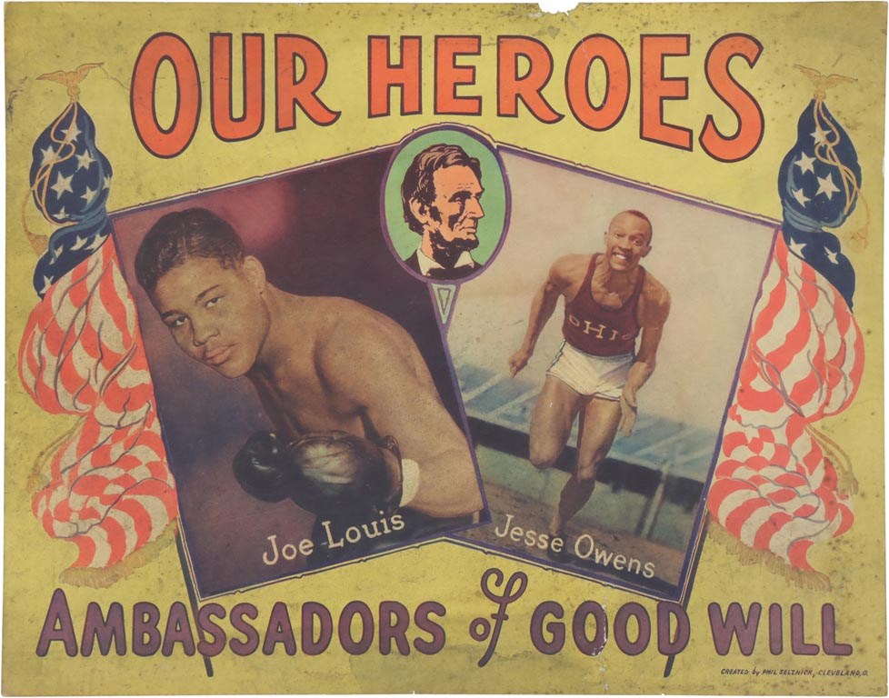 - 1936 "Our Heroes" Print w/Joe Louis and Jesse Owens