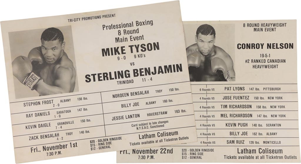 - 1985 Mike Tyson Early On-Site Fight Posters (Lot of 2)