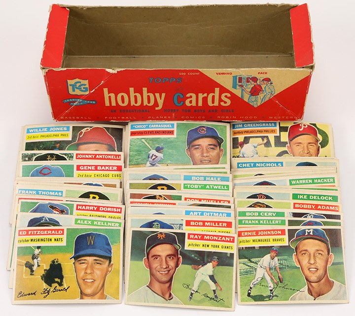 - Nice 1956 Topps Baseball Collection with Vending Box (125)
