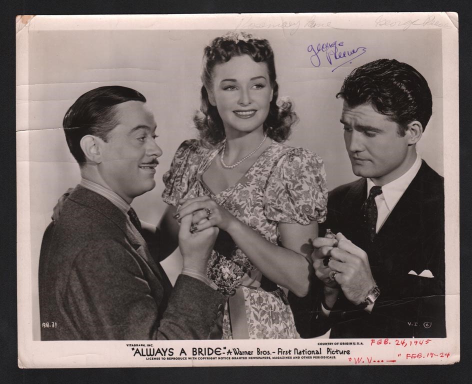 - George Reeves 1945 In-Person Signed Move Still (PSA)