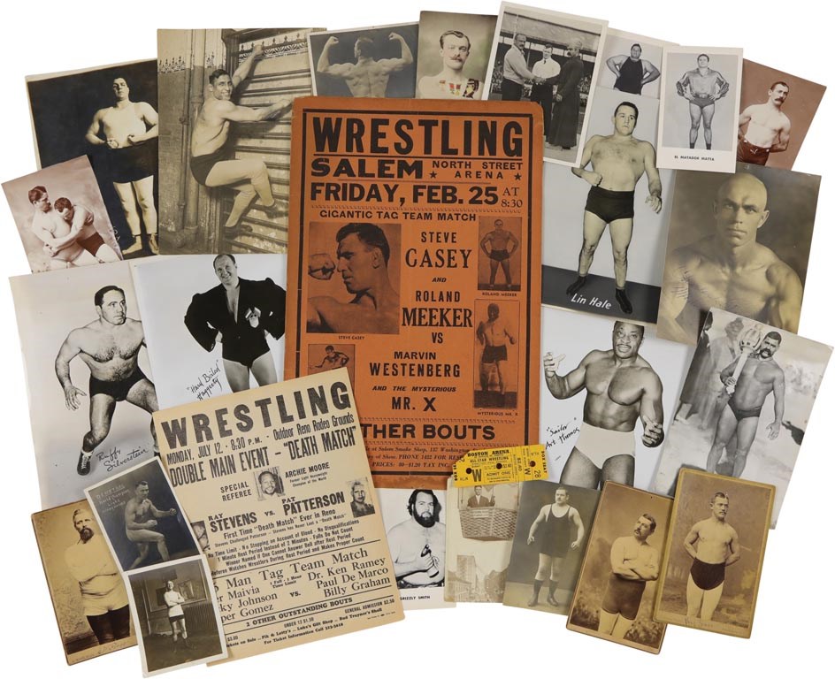- 1880-1970 Vintage Wrestling Photographs & Ephemera Lot of 100+