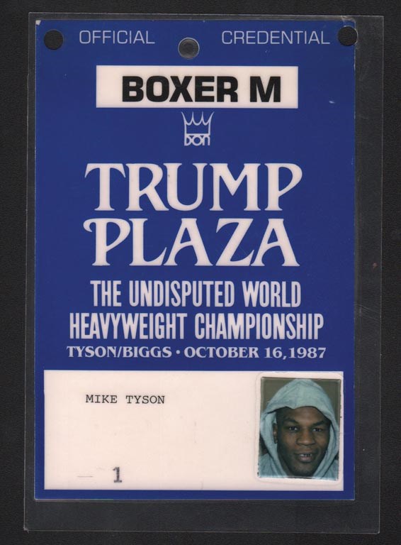 - Mike Tyson's Personal Credential for 1987 Tyson vs. Biggs Fight