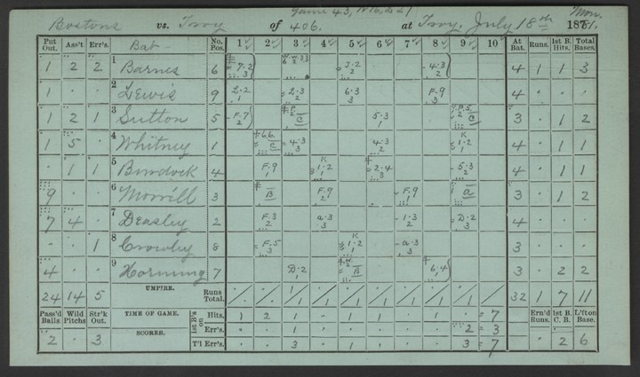 Early Baseball - Harry Wright Handwritten & Signed Scorecard (PSA LOA)