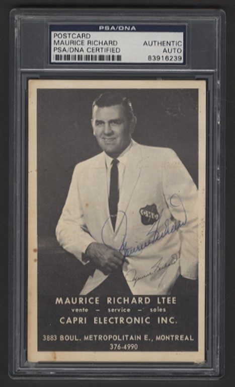 Hockey - 1960s Maurice Richard Vintage Signed Capri Electric RPPC (PSA)