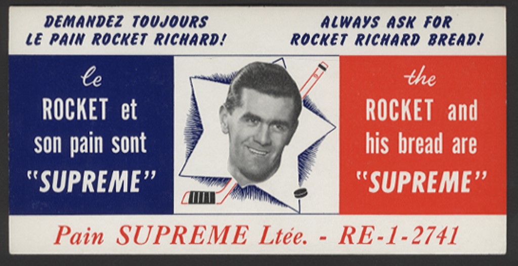 Hockey - 1950s Maurice "Rocket" Richard Supreme Bread Advertising