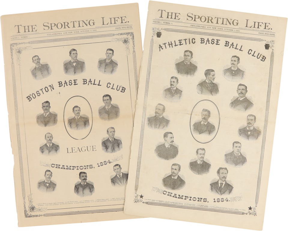 Early Baseball - 1883 Sporting Life Magazine Boston Beaneaters and Philadelphia A's Champions 1883
