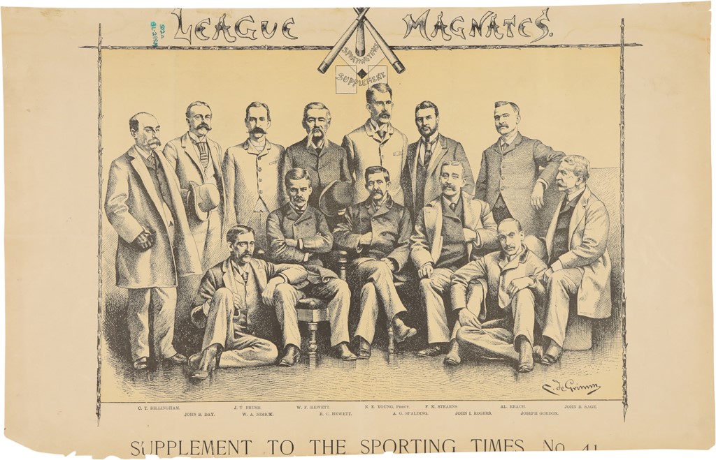 Early Baseball - 1888 "League Magnates" Sporting Times Supplement