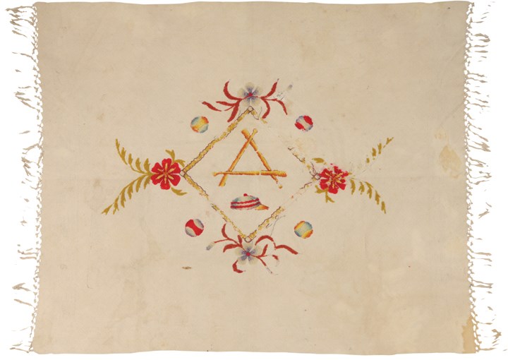 Early Baseball - 19th Century Baseball Folk Art Embroidery - Recently Discovered