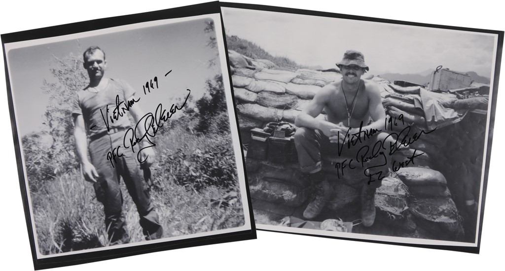 - 2 Vintage Vietnam Signed Rocky Bleier Photos