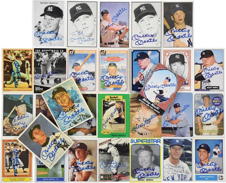 - Mickey Mantle Signed Baseball Card Collection (29)