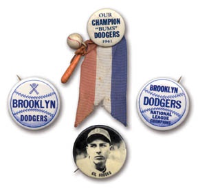 1940's-50's Brooklyn Dodgers Pin Collection (4)