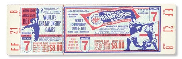 Mantle and Maris - 1964 Mickey Mantle Last World Series Home Run Full Ticket