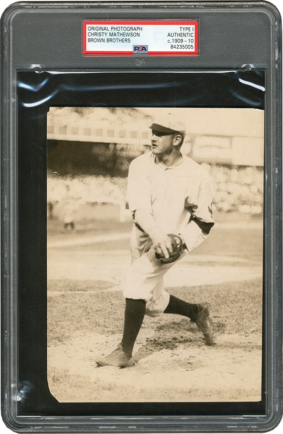Christy Mathewson on the Mound at the Polo Grounds Photograph (PSA Type I)