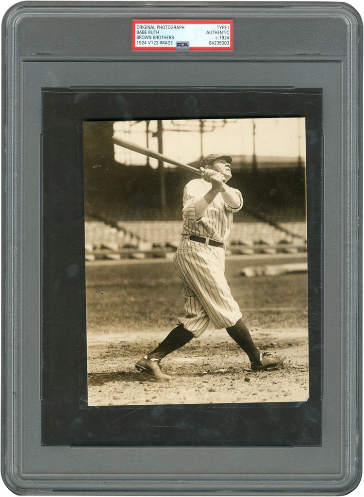 Babe Ruth Watches One Fly Photograph (PSA Type I)