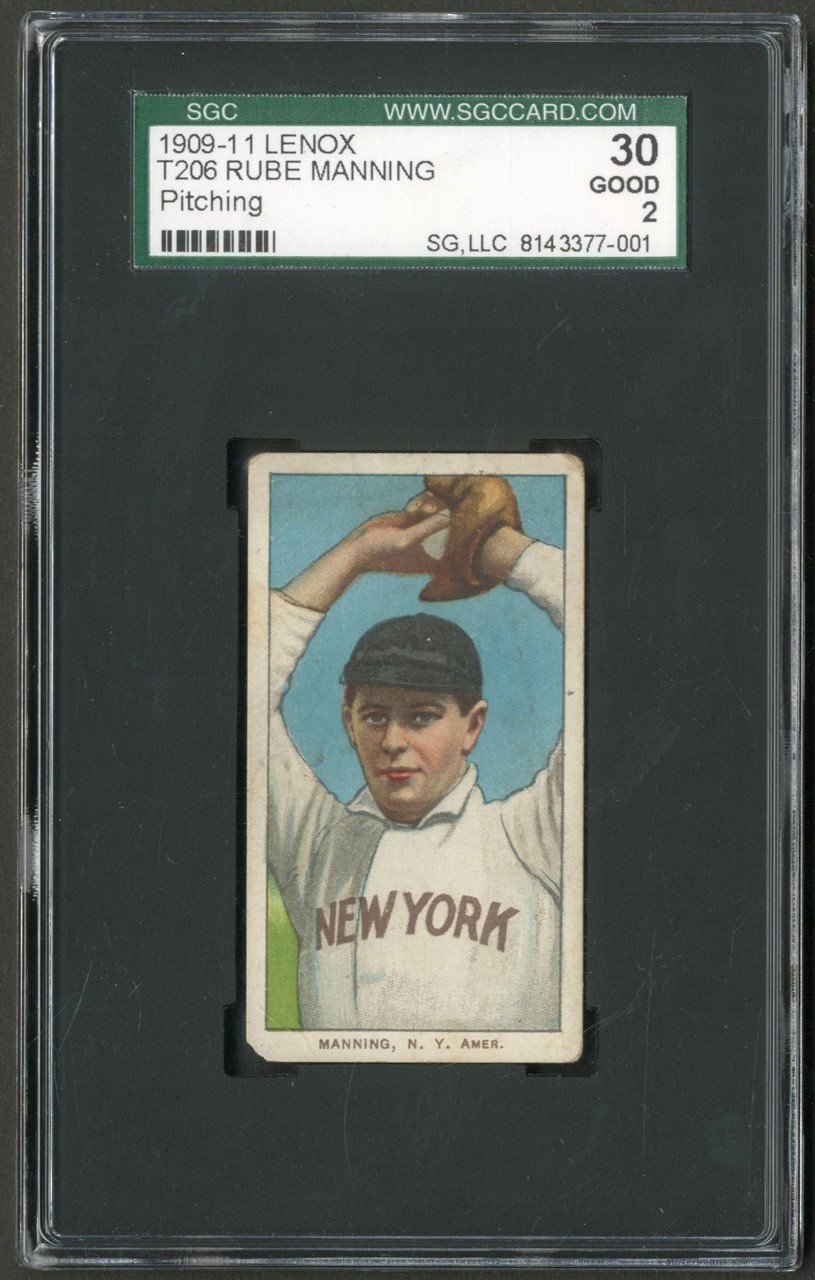 1909-11 T206 Lenox Rube Manning Pitching - 1 of 2 SGC Graded Examples SGC GOOD 2