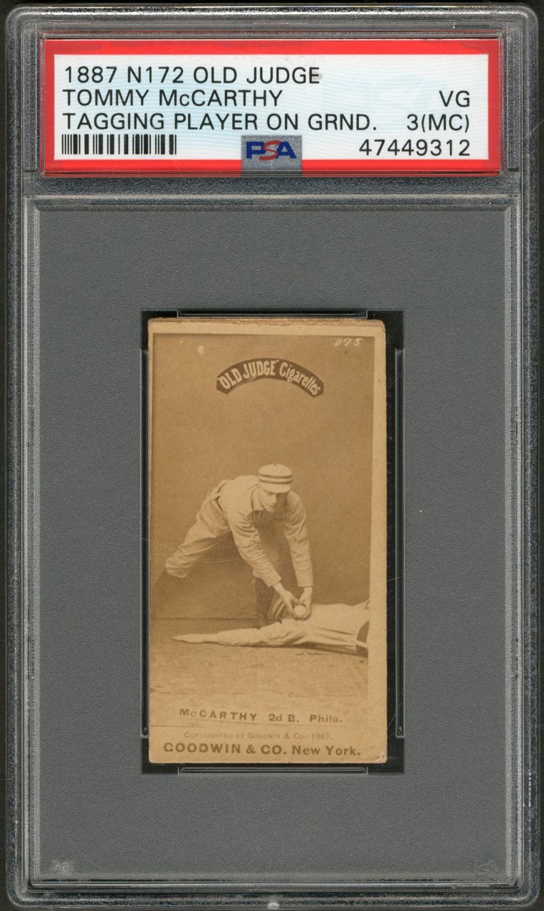 - 1887 N172 Old Judge Baseball Tommy McCarthy PSA VG 3