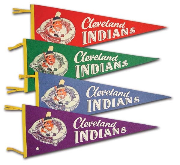 Cleveland Indians - 1950s Set of Cleveland Indians Pennants (4)