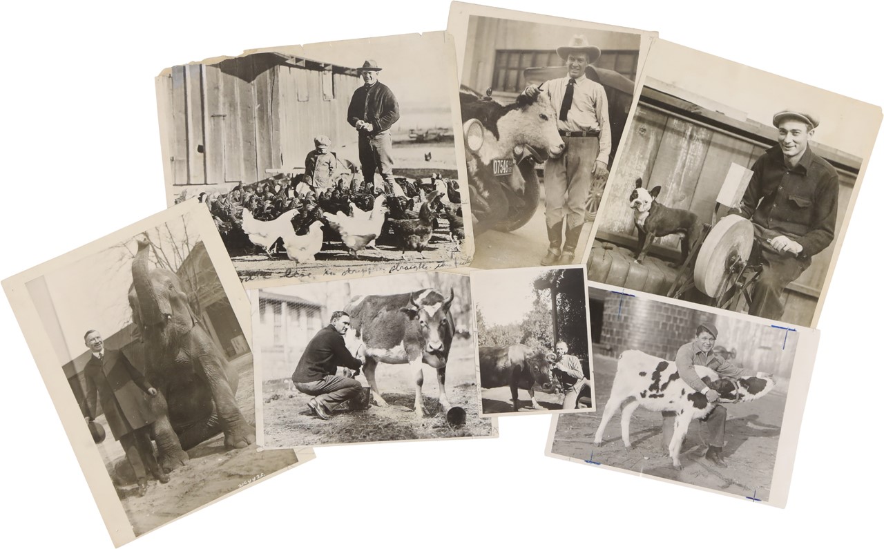 Vintage Sports Photographs - "Ballplayers and Animals" Vintage Type I Photograph Collection with Major HOFers (18)