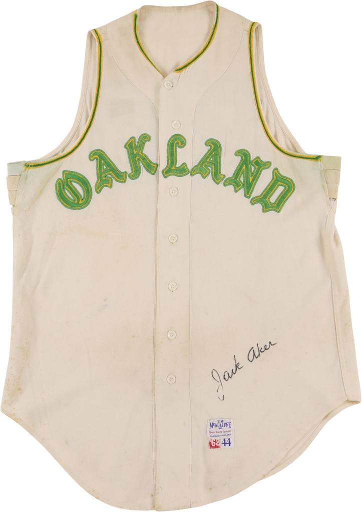 Baseball Equipment - 1968 Jack Aker Oakland Athletics Signed Game Worn Jersey - First Year in Oakland