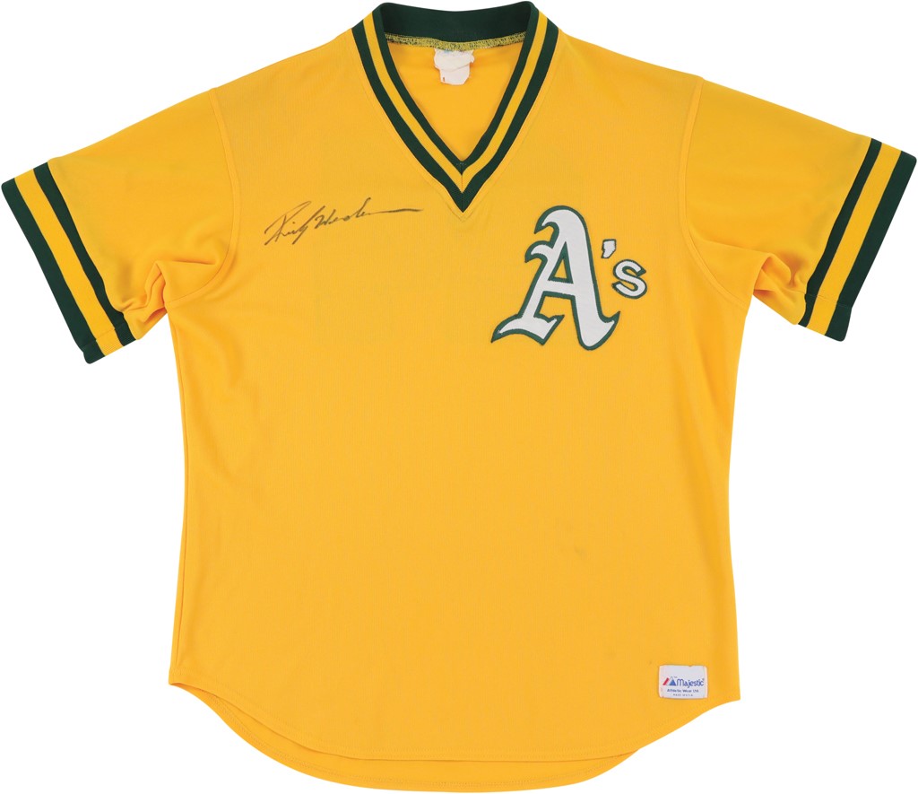 Baseball Equipment - Circa 1990 Rickey Henderson Oakland Athletics Signed Game Worn Wamrup Jersey