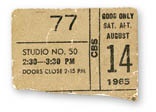 Beatles Tickets - August 14, 1965 Ticket