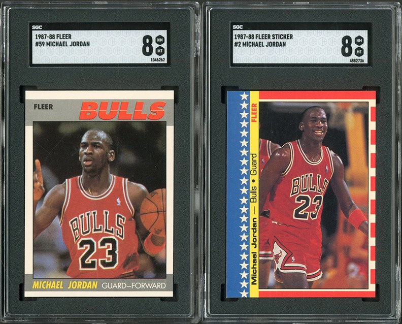 - 1987-88 Fleer Michael Jordan Card and Sticker (Both SGC 8 NM-MT)