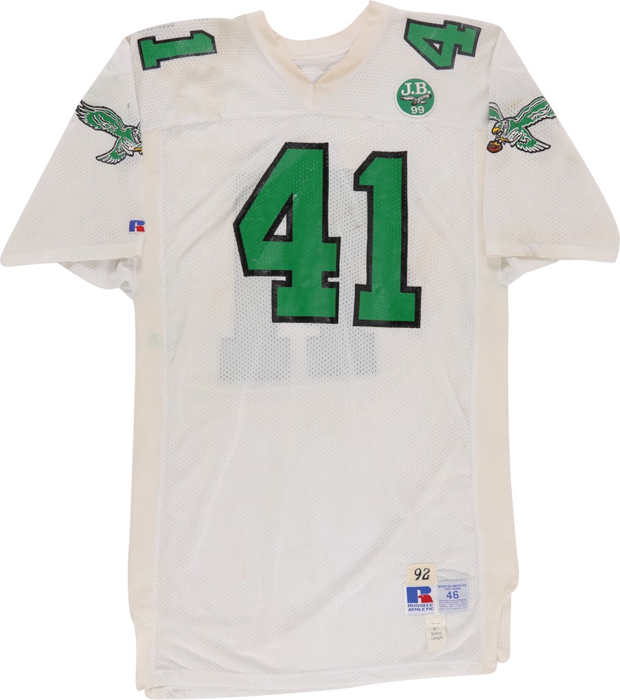 1992 Keith Byars Philadelphia Eagles Game Worn Jersey with Jerome Brown Patch - From the Randall Cunningham Collection (Cunningham LOA)