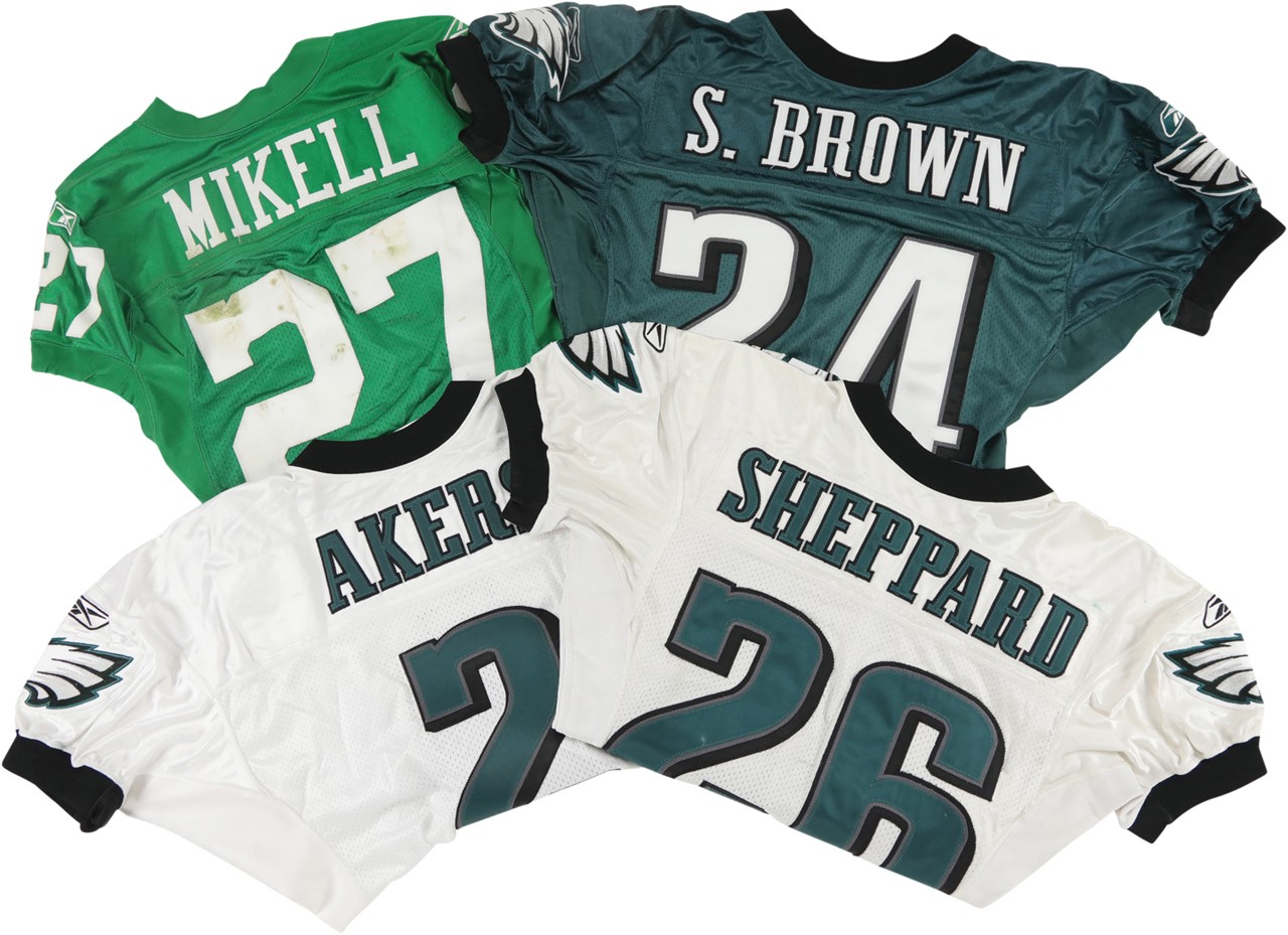 The Philadelphia Eagles Collection - 2006-2010 Philadelphia Eagles Superstars Game Worn Jerseys - Akers, Brown, Sheppard, Mikell (ALL MeiGray & Some Photo-Matched)