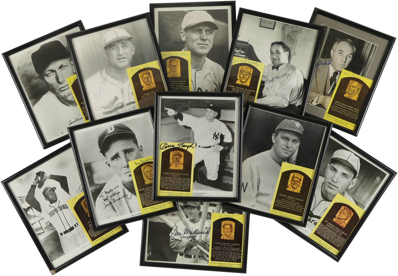Pre-War Baseball Hall of Famers Tandem-Signed Photograph and HOF Postcard Displays (11)