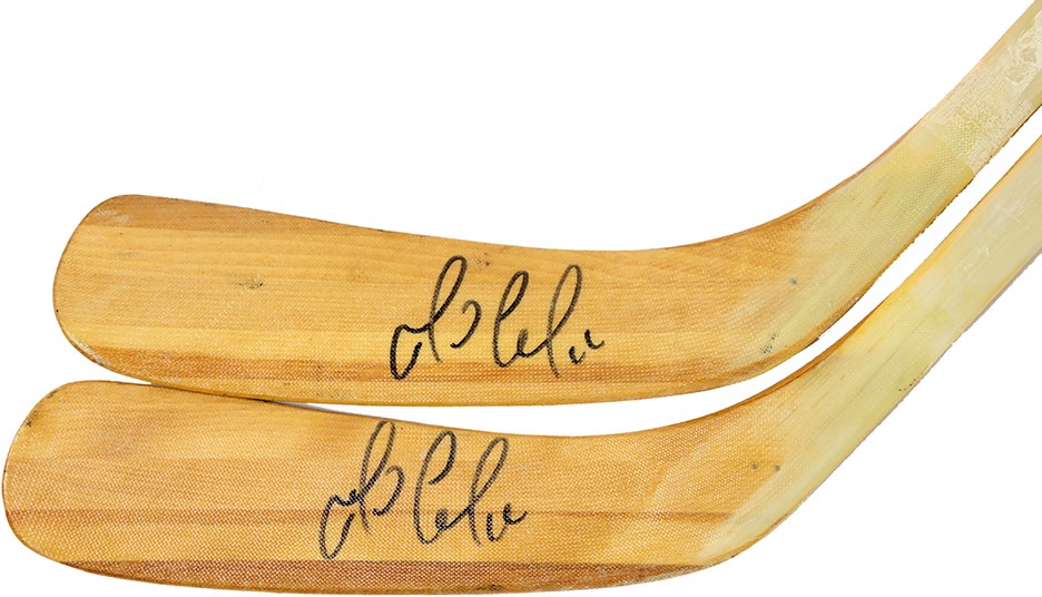 - Two Mario Lemieux Pittsburgh Penguins Signed Game Issued Sticks