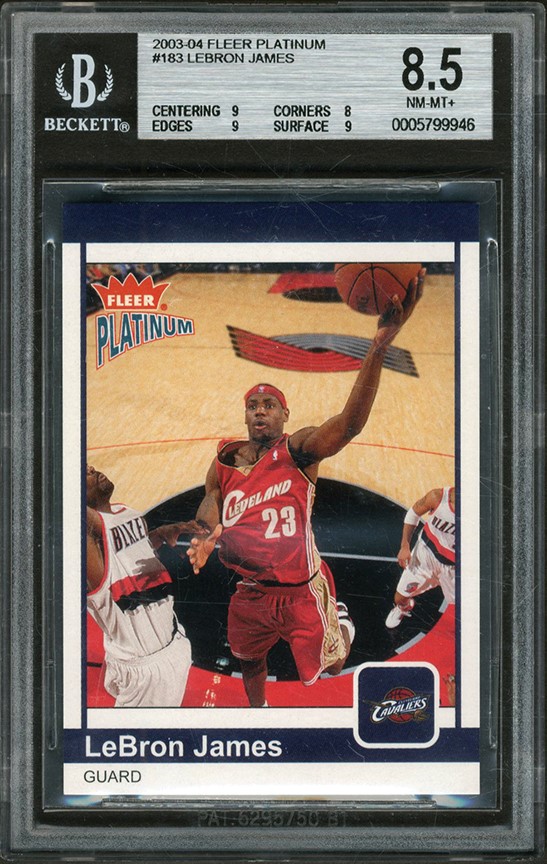 Basketball Cards - 2003-04 Fleer Platinum #183 LeBron James Rookie 583/750 BGS NM-MT+ 8.5