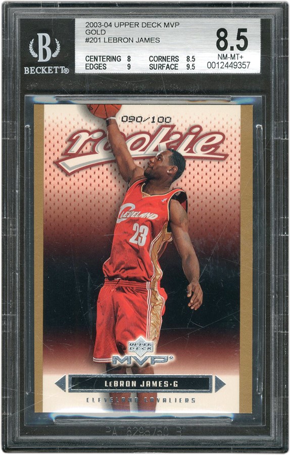 Basketball Cards - 2003-04 Upper Deck MVP Gold #201 LeBron James Rookie 90/100 BGS NM-MT+ 8.5