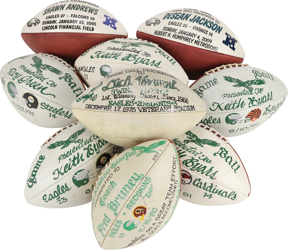 - 1980-2009 Philadelphia Eagles Presentational Game Ball Collection (9)