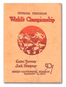 - 1926 Tunney vs. Dempsey Fight Program.